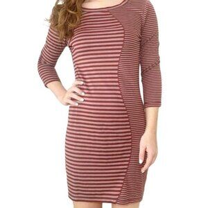 Chelsea & Violet Fitted Striped Dress Size Small 3/4 Sleeve Jersey Sz S